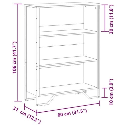 Bogreol 80x31x106 cm konstrueret træ brun egetræsfarve