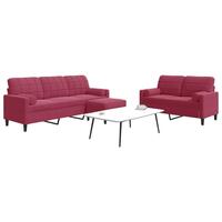 2 personers sofa med hynder og bolsterpuder velour vinrød