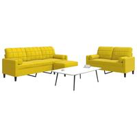 3 personers sofa med hynder og bolsterpuder velour gul