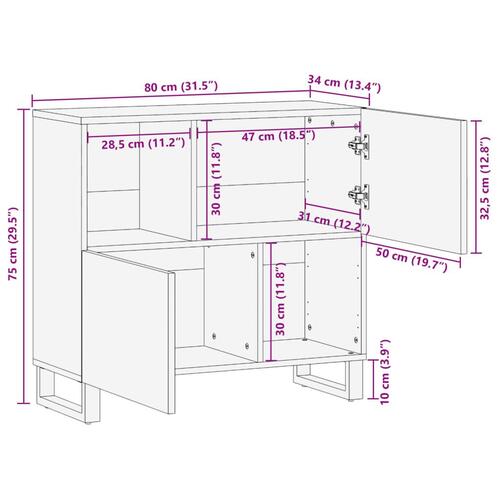 Skænk 80x34x75 cm massivt mangotræ