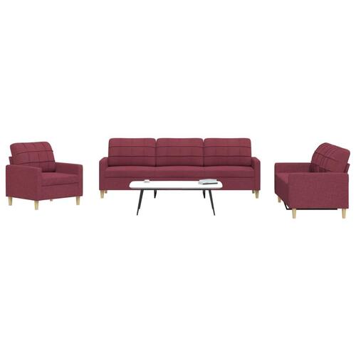 3 personers sofa stof vinrød