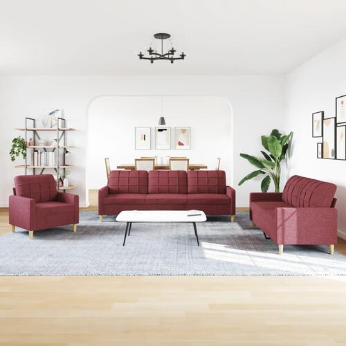 3 personers sofa stof vinrød