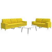 2 personers sofa med pyntepuder stof lysegul