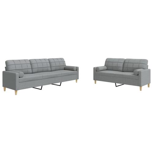 2 personers sofa med pyntepuder stof lysegrå