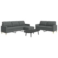 3 personers sofa med fodskammel stof mørkegrå