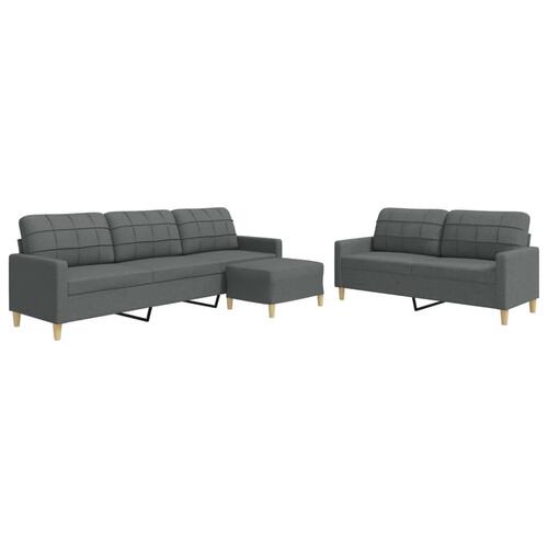 3 personers sofa med fodskammel stof mørkegrå