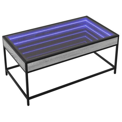 Sofabord med Infinity LED-lys 90x50x41 cm grå sonoma-eg