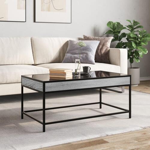Sofabord med Infinity LED-lys 90x50x41 cm grå sonoma-eg