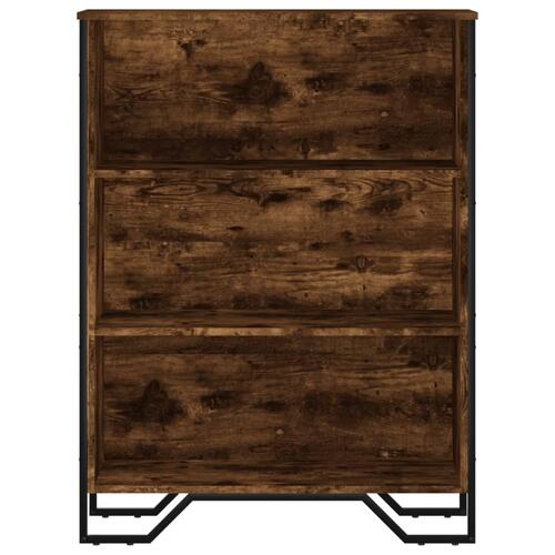 Bogreol 80x31x106 cm konstrueret træ røget egetræsfarve