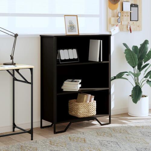 Bogreol 80x31x106 cm konstrueret træ sort