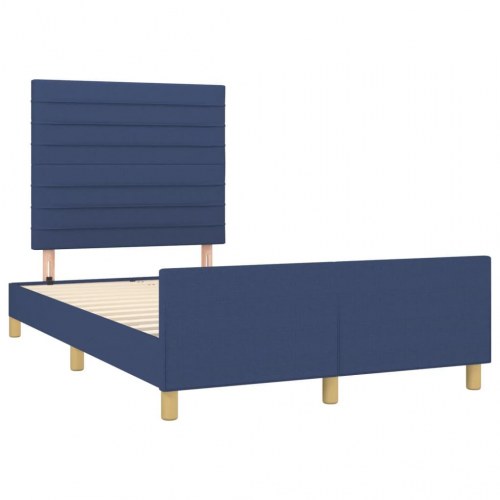 Sengeramme med justerbar sengegavl 120x200 cm - stof, blå