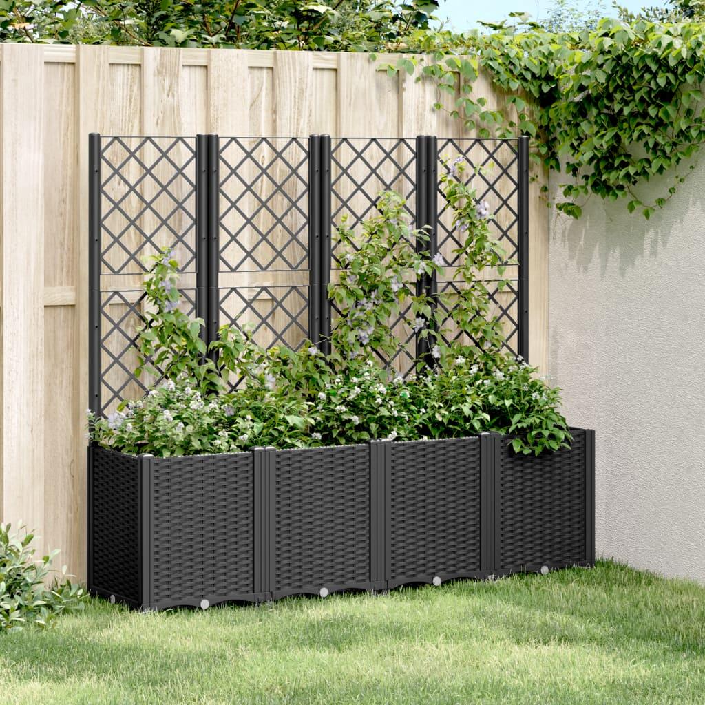Plantekasse med espalier 160x40x140 cm PP sort billede