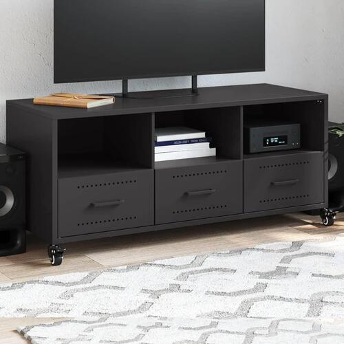 Tv-bord 100,5x39x43,5 cm stål sort