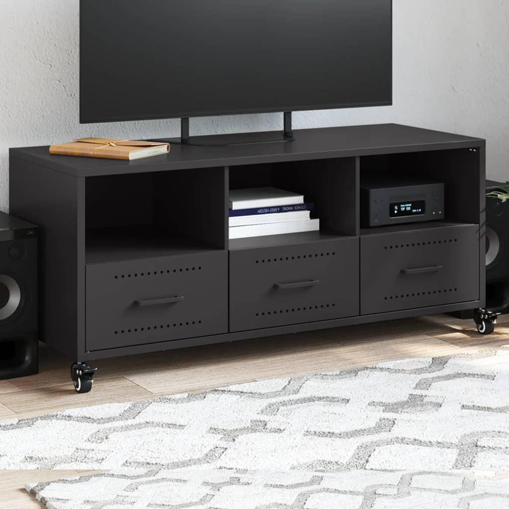 Tv-bord 100,5x39x43,5 cm stål sort