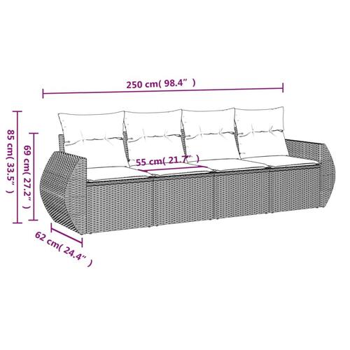 Sofasæt til haven 4 dele med hynder polyrattan lysegrå