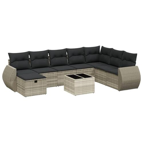 Sofasæt til haven 8 dele med hynder polyrattan lysegrå