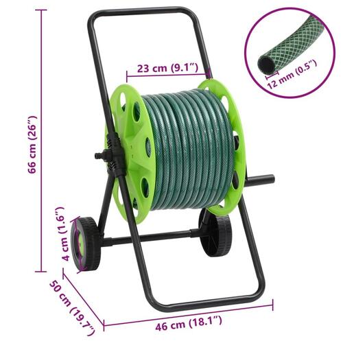 Slangevogn med 30 m slange PVC grøn