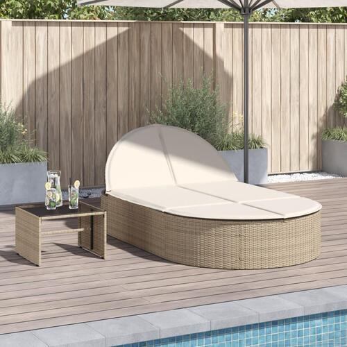 Solseng med hynder polyrattan beige