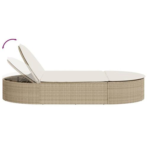 Solseng med hynder polyrattan beige