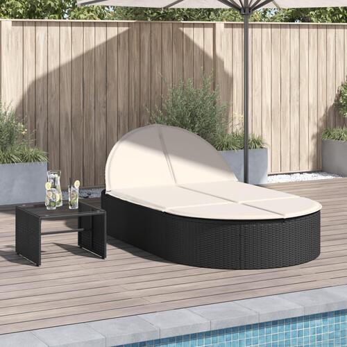 Dobbelt loungesofa med hynder polyrattan sort