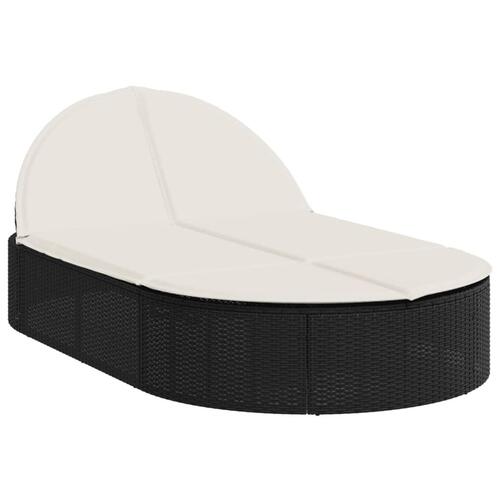 Dobbelt loungesofa med hynder polyrattan sort