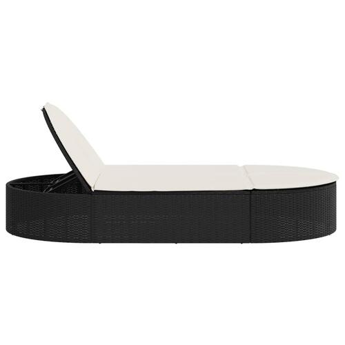 Dobbelt loungesofa med hynder polyrattan sort