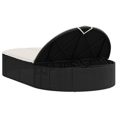 Dobbelt loungesofa med hynder polyrattan sort