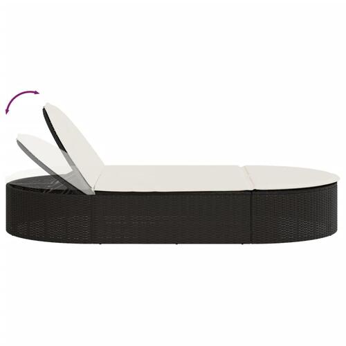 Dobbelt loungesofa med hynder polyrattan sort