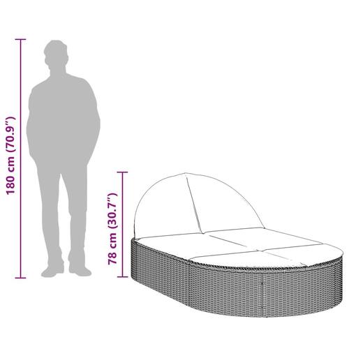 Dobbelt loungesofa med hynder polyrattan sort