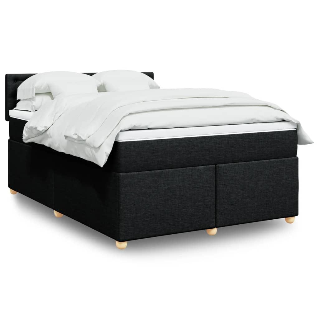 Kontinentalseng med madras og topmadras 160 × 200 cm - stof, sort billede