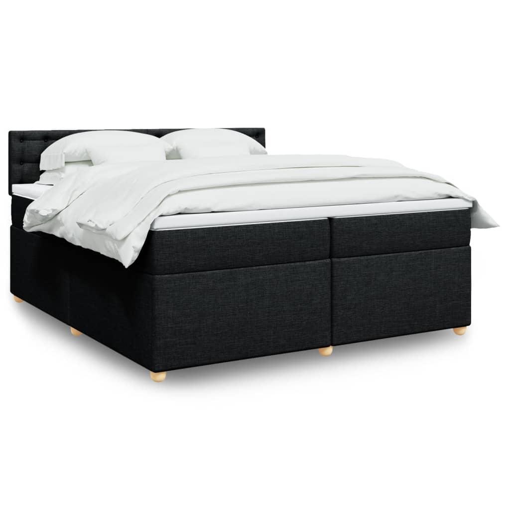 Kontinentalseng med madras og topmadras 200×200 cm - stof, sort billede