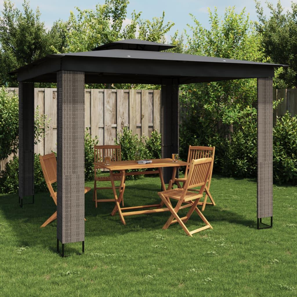 Pavillon med dobbelt tag 2,94x2,94 m stål antracitgrå