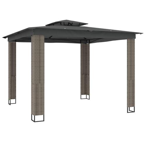 Pavillon med dobbelt tag 2,94x2,94 m stål antracitgrå