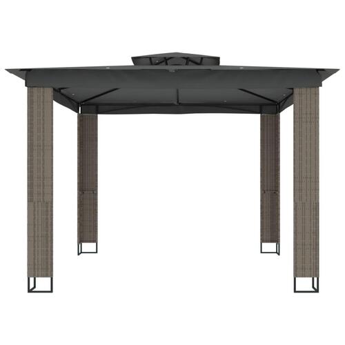 Pavillon med dobbelt tag 2,94x2,94 m stål antracitgrå
