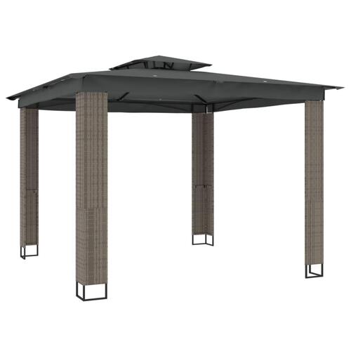 Pavillon med dobbelt tag 2,94x2,94 m stål antracitgrå