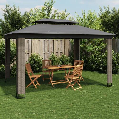 Pavillon med dobbelt tag 3,94x2,96 m stål antracitgrå