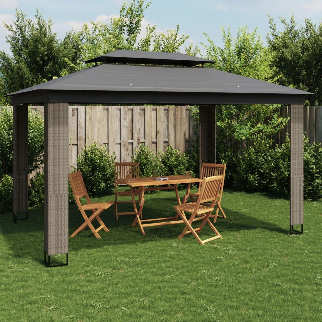 Pavillon med dobbelt tag 3,94x2,96 m stål antracitgrå