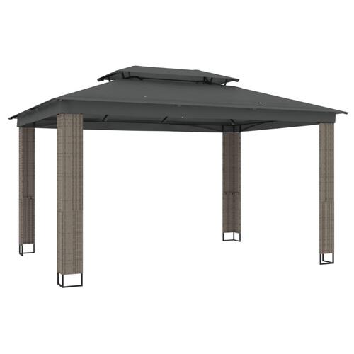Pavillon med dobbelt tag 3,94x2,96 m stål antracitgrå