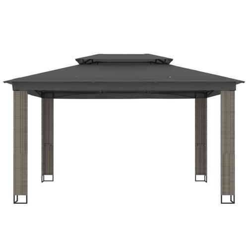 Pavillon med dobbelt tag 3,94x2,96 m stål antracitgrå
