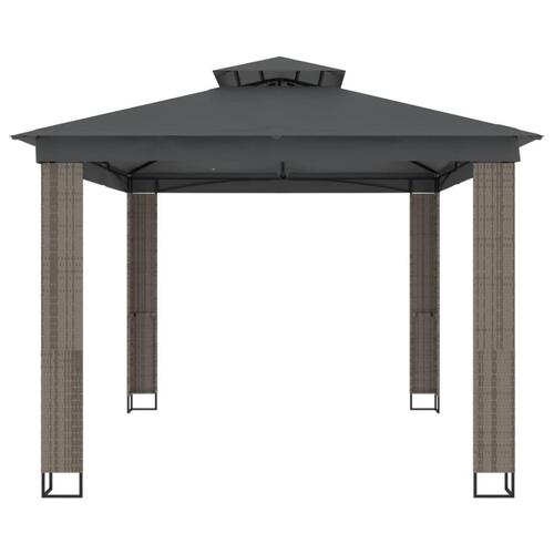 Pavillon med dobbelt tag 3,94x2,96 m stål antracitgrå