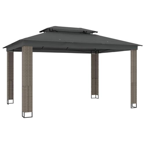 Pavillon med dobbelt tag 3,94x2,96 m stål antracitgrå
