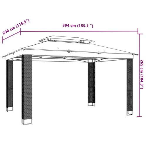 Pavillon med dobbelt tag 3,94x2,96 m stål antracitgrå