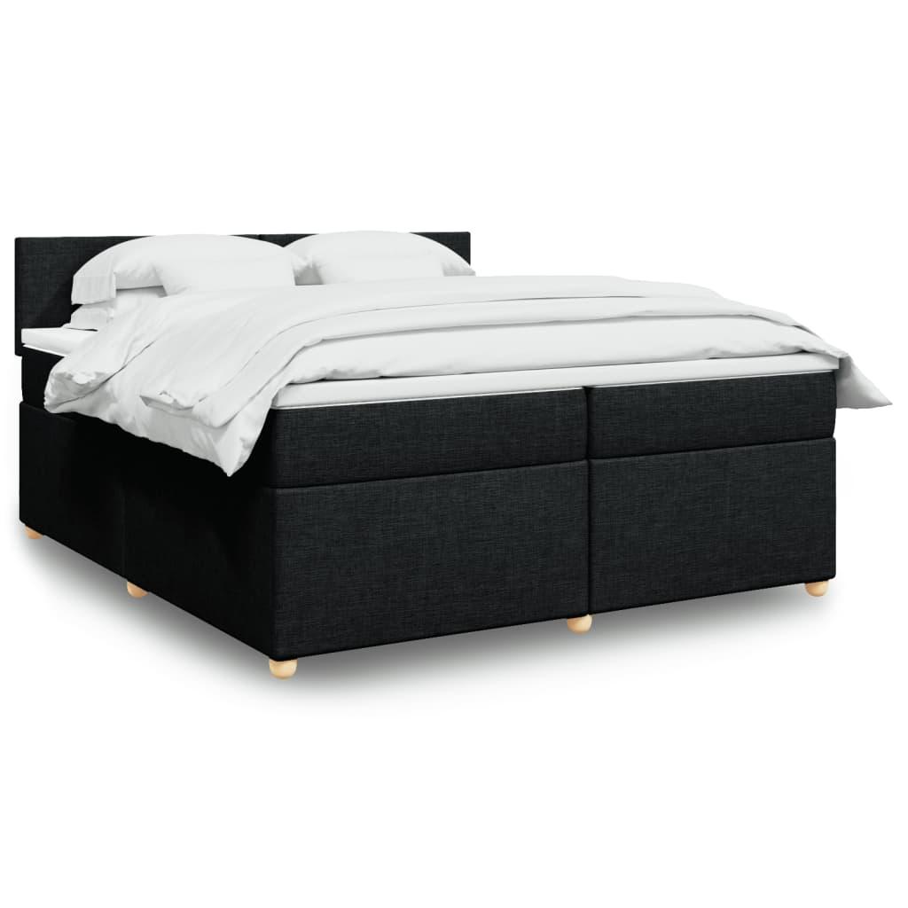 Kontinentalseng med madras og LED 200x200 cm - stof, sort billede