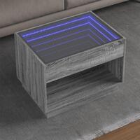 Sofabord med Infinity LED-lys 70x50x50 cm grå sonoma-eg