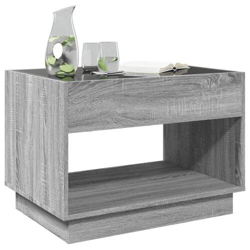Sofabord med Infinity LED-lys 70x50x50 cm grå sonoma-eg