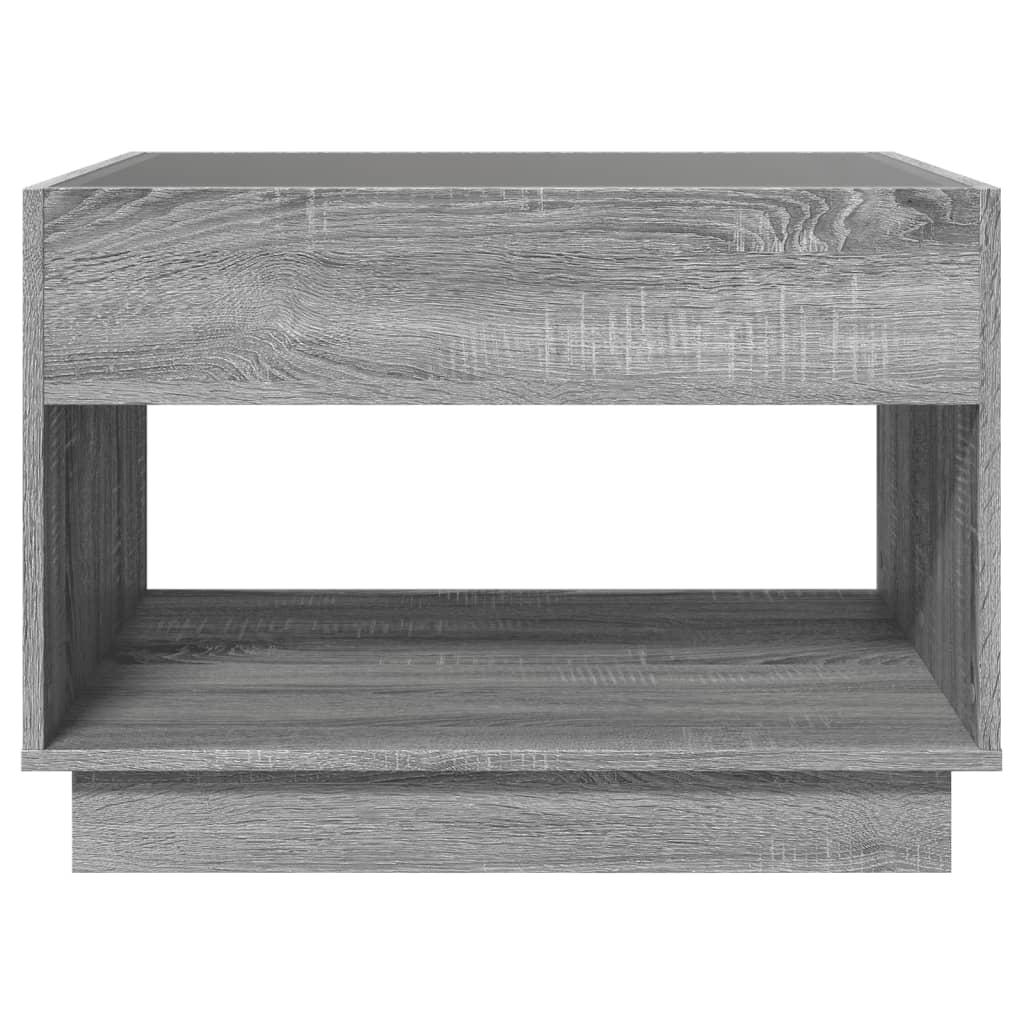 Sofabord med Infinity LED-lys 70x50x50 cm grå sonoma-eg