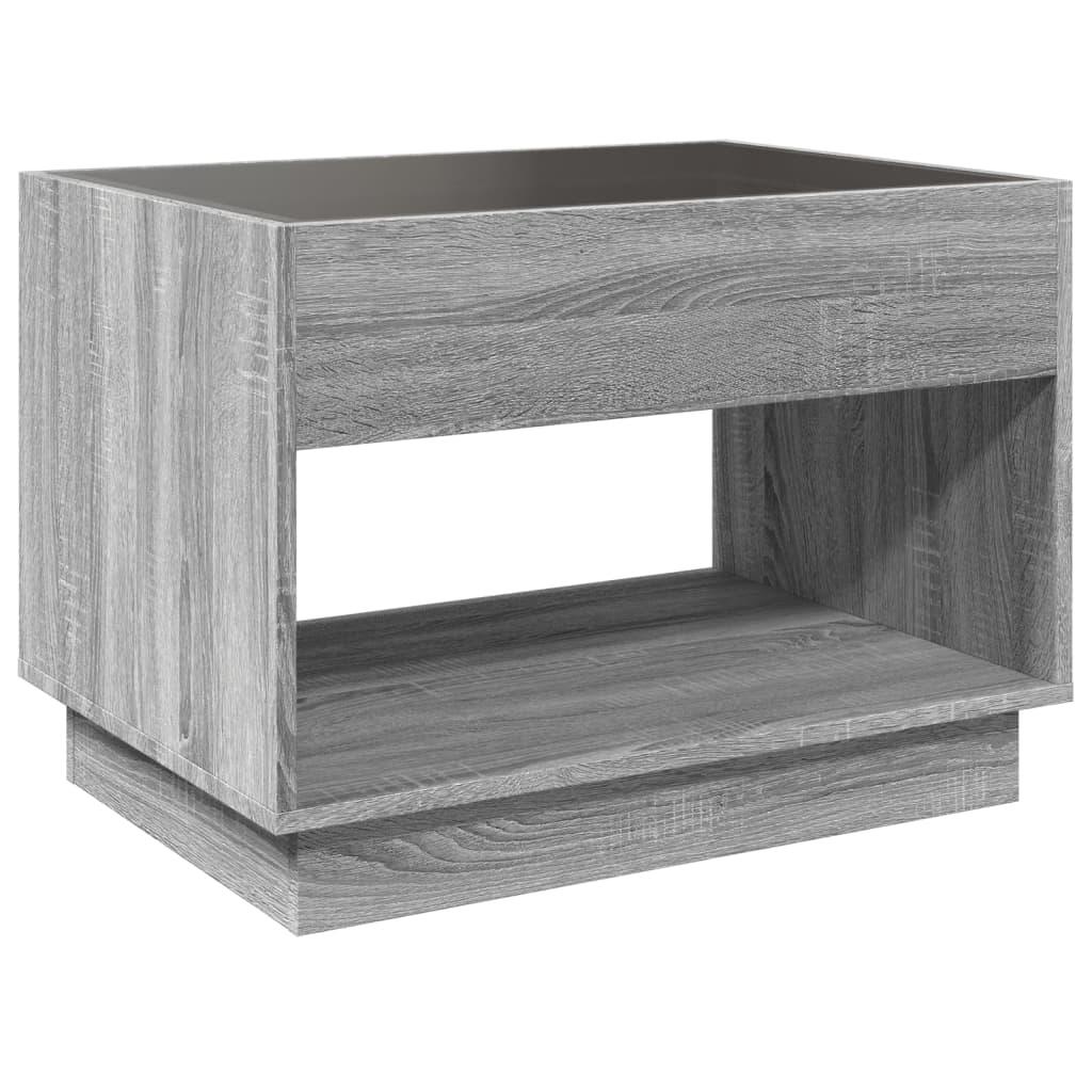 Sofabord med Infinity LED-lys 70x50x50 cm grå sonoma-eg