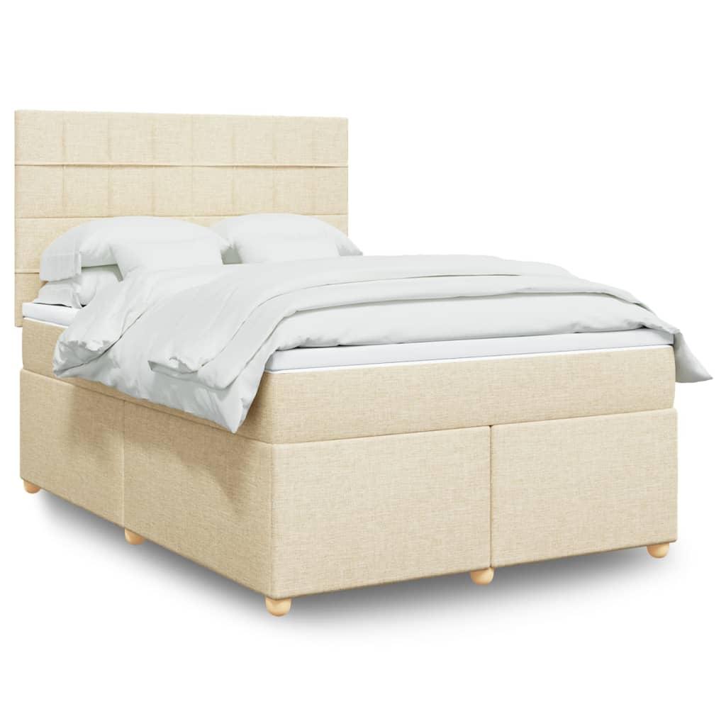 Kontinentalseng med madras 140x200 cm stof cremefarvet billede