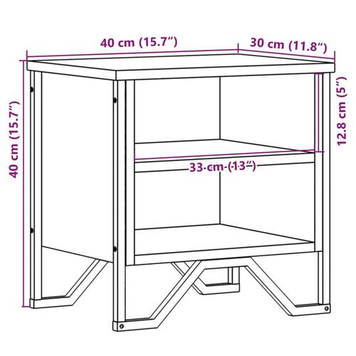 Sengebord 40x30x40 cm konstrueret træ sort