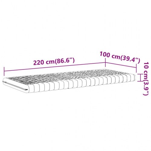Skummadras 100×220 cm - 7 zoner, 20 ILD, hvid